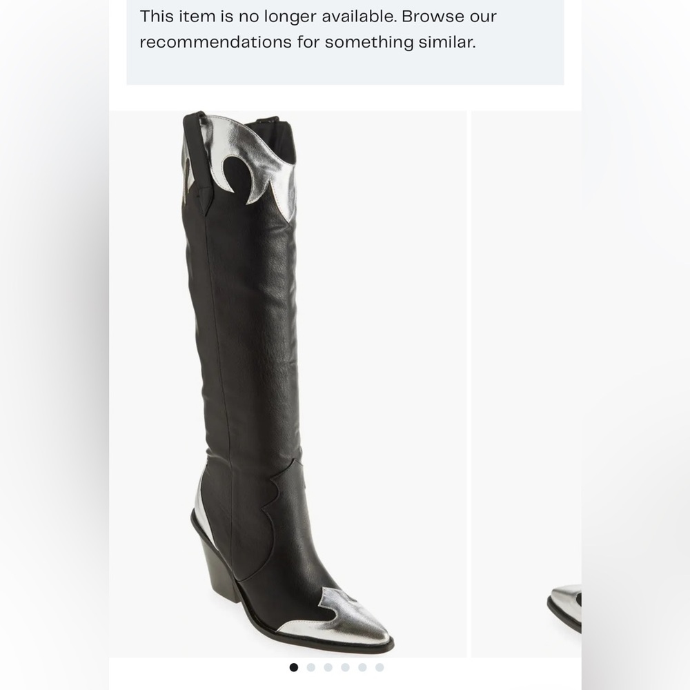 Billini Boots Sayuri Black Knee High With Pointed Toe Silver Accents